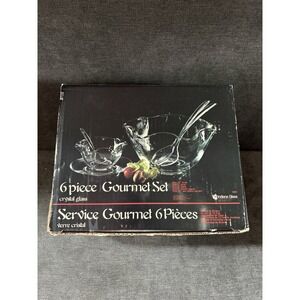 Vintage Indiana Glass 6 Piece Gourmet Set Crystal Glass 2 bowls, plate, utensils